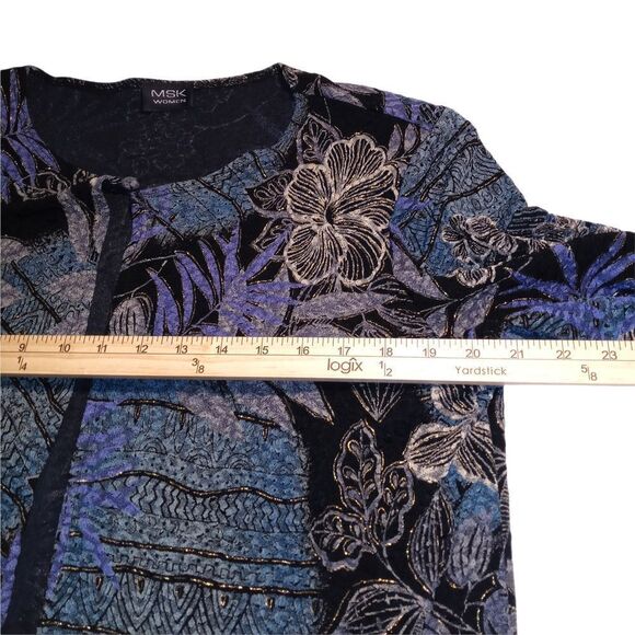 Floral Patterned Women's Jacket - Black and Blue - Picture 7 of 8